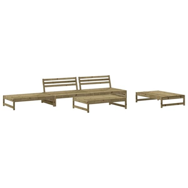 vidaXL 5 Piece Garden Lounge Set with Cushions Impregnated Wood Pine