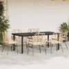 vidaXL 7 Piece Garden Dining Set with Cushions Brown Poly Rattan Glass