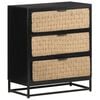vidaXL Sideboard | Black, Natural | Mango wood, Iron, Jute | Medium | Sideboard