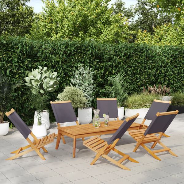 vidaXL Folding Garden Chairs 6 pcs Anthracite Fabric and Solid Wood