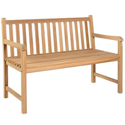 vidaXL Garden Bench with Blue Cushion 120 cm Solid Teak Wood