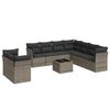 vidaXL 10 Piece Garden Sofa Set with Cushions Grey Poly Rattan