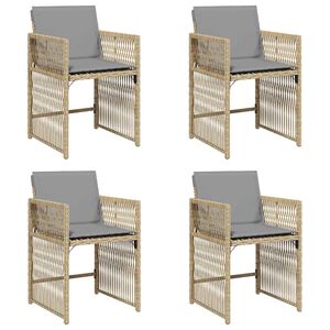 vidaXL Garden Chairs with Cushions 4 pcs Mix Beige Poly Rattan