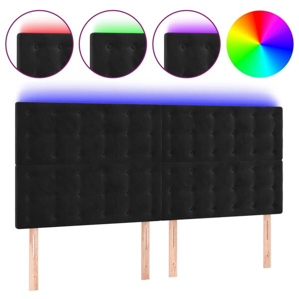 vidaXL LED Headboard Black 160 cm Velvet
