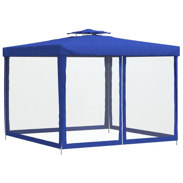 vidaXL Gazebo with Double Roof Blue 3x3x2.68 m Fabric