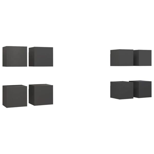 vidaXL Wall Mounted TV Cabinets 8 pcs Grey 30.5x30x30 cm