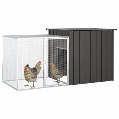 vidaXL Chicken Cage Anthracite 200x91x100 cm Galvanised Steel