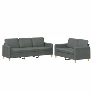 vidaXL 2 Piece Sofa Set with Cushions Dark Grey Fabric
