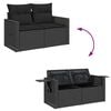 vidaXL 5 Piece Garden Sofa Set with Cushions Black Poly Rattan Acacia