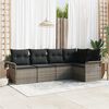 vidaXL Garden Sofa Set with Cushion Manual 5 pcs Grey Poly Rattan