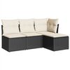 vidaXL 4 Piece Garden Sofa Set with Cushions Black Poly Rattan