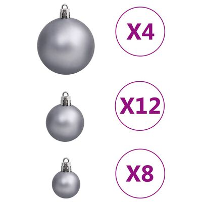 vidaXL 111 Piece Christmas Bauble Set White and Grey Polystyrene