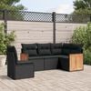vidaXL 5 Piece Garden Sofa Set with Cushions Black Poly Rattan