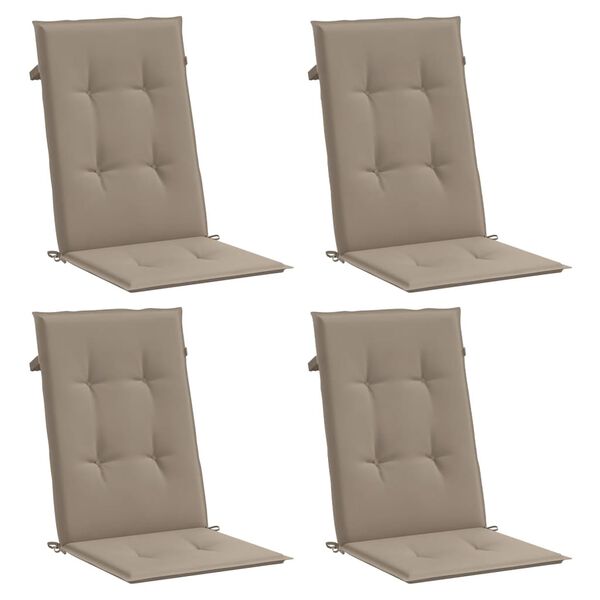 vidaXL Garden Highback Chair Cushions 4 pcs Taupe 120x50x3 cm Fabric
