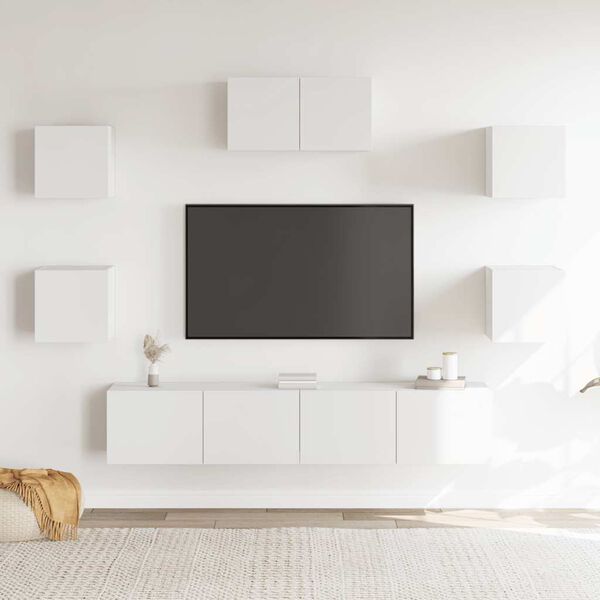 vidaXL 7 Piece TV Cabinet Set White Engineered Wood