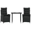 vidaXL 9 Piece Garden Dining Set with Cushions Black Poly Rattan