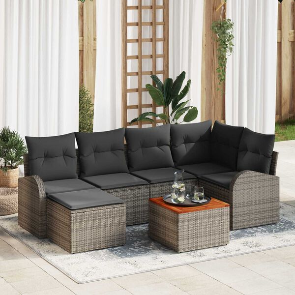 vidaXL Garden Sofa Set 7 pcs Grey