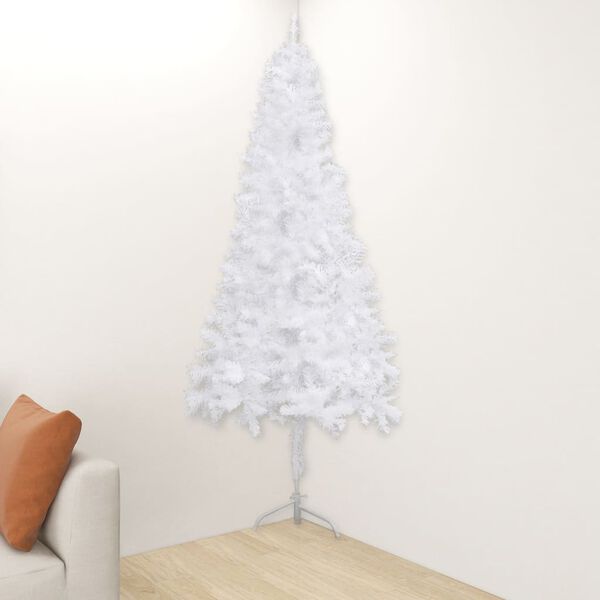 vidaXL Corner Artificial Pre-lit Christmas Tree White 240 cm PVC