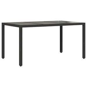 vidaXL Garden Table | Black | Poly rattan, powder-coated steel, tempered glass