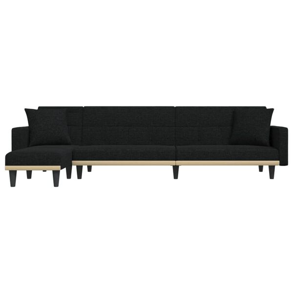 vidaXL L-shaped Sofa Bed Black 275x140x70 cm Fabric