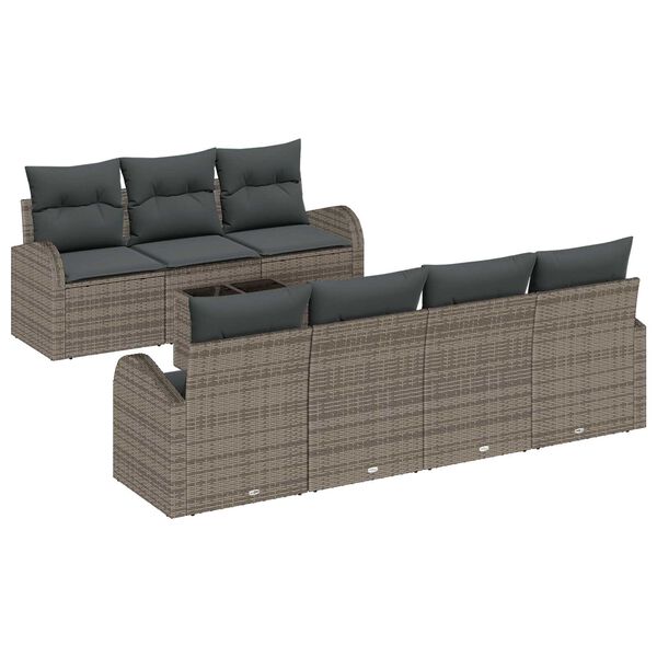 vidaXL Garden Sofa Set 8 pcs Grey Poly Rattan and Steel and Glass