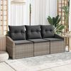 vidaXL Sofa Set with Cushion 3 pcs Grey Poly Rattan