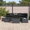 vidaXL Garden Sofa Set with Cushion 7 pcs Black Poly rattan