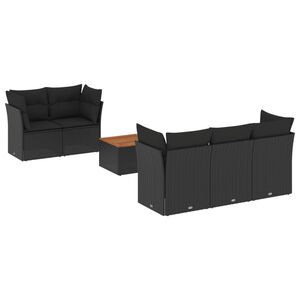 vidaXL 6 Piece Garden Sofa Set with Cushions Black Poly Rattan