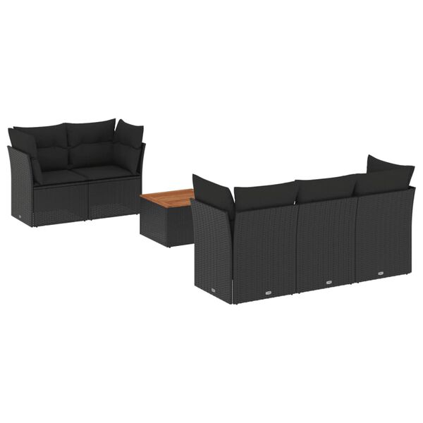 vidaXL 6 Piece Garden Sofa Set with Cushions Black Poly Rattan