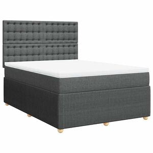 vidaXL Box Spring Bed with Mattress Dark Grey Double Fabric