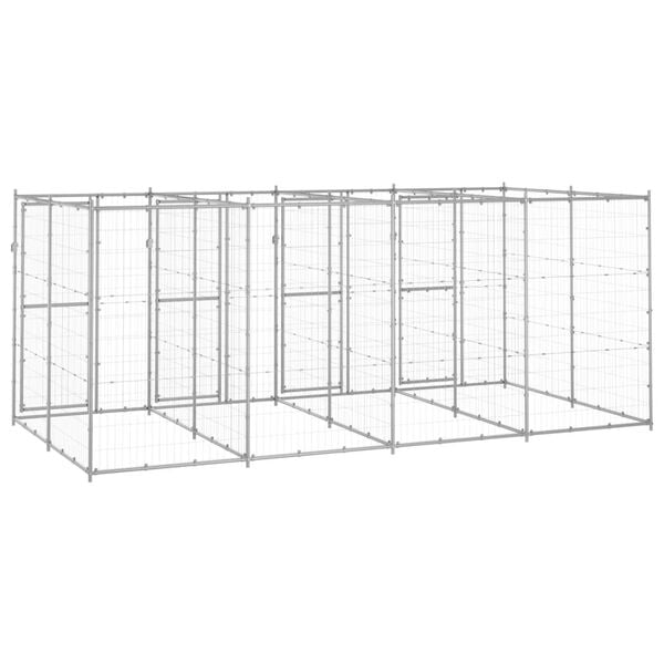 vidaXL Outdoor Dog Kennel Galvanised Steel 9.68 m²