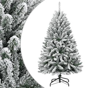 vidaXL Artificial Hinged Christmas Tree | Green and white | PVC, metal