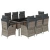 vidaXL 9 Piece Garden Dining Set with Cushions Grey Poly Rattan