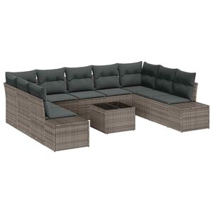 vidaXL Garden Sofa Set 9 pcs 8-Seater Grey Poly Rattan
