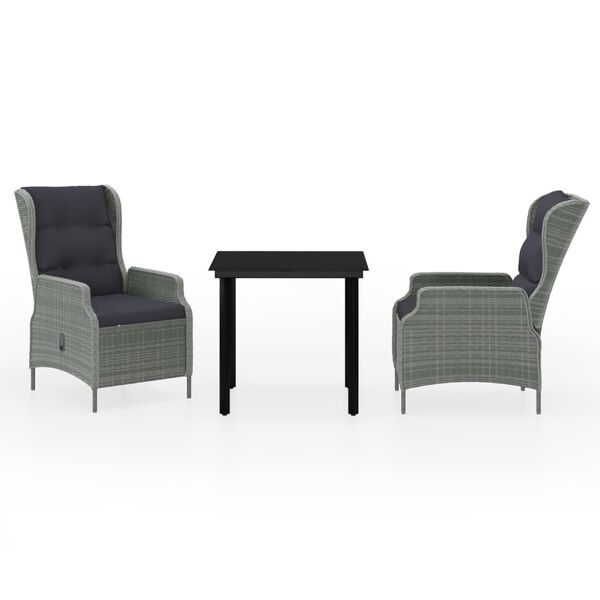 vidaXL 3 Piece Garden Dining Set Light Grey