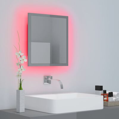 vidaXL LED Bathroom Mirror High Gloss Grey 40x8.5x37 cm Acrylic