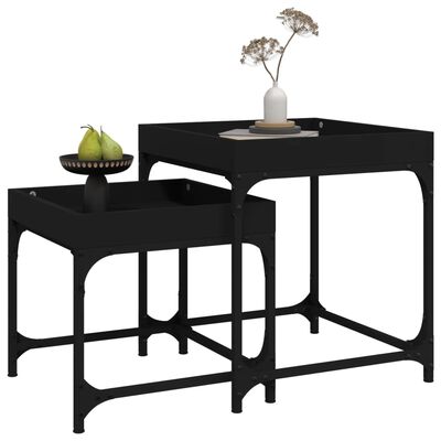 vidaXL Side Tables 2 pcs Black Engineered Wood