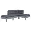 vidaXL 4 Piece Garden Lounge Set with Cushions Solid Pinewood