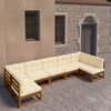 vidaXL 7 Piece Garden Lounge Set&Cushions Honey Brown Solid Pinewood
