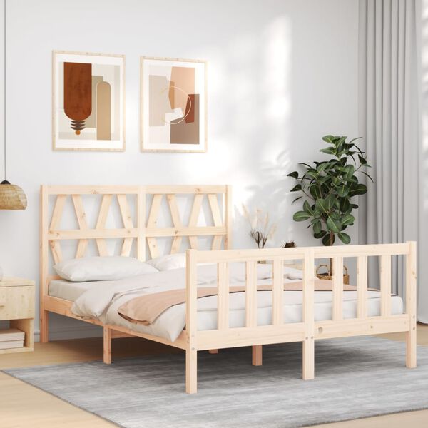vidaXL Bed Frame without Mattress Double Solid Wood Pine