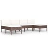 vidaXL 6 Piece Garden Lounge Set with Cushions Poly Rattan Brown