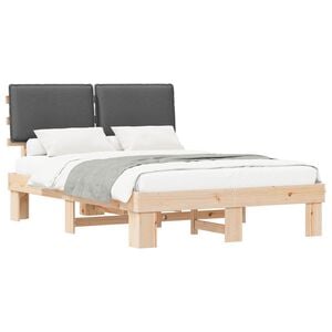 vidaXL Bed Frame with Upholstered Headboard Dark Grey 150 x 200 cm