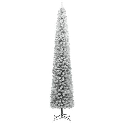 vidaXL Slim Christmas Tree with Stand and Flocked Snow 300 cm PVC