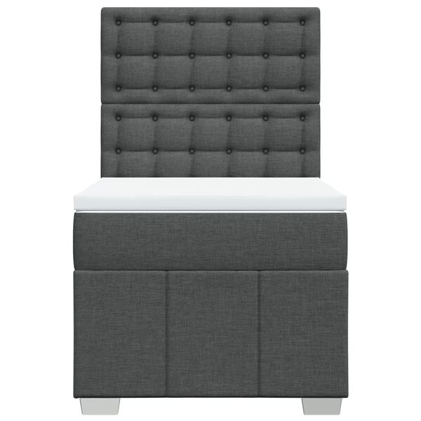 vidaXL Box Spring Bed with Mattress Dark Grey King Single Fabric