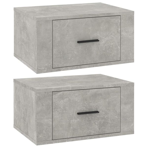 vidaXL Wall-mounted Bedside Cabinets 2 pcs Concrete Grey 50x36x25 cm