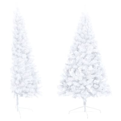 vidaXL Artificial Half Pre-lit Christmas Tree with Stand White 180 cm PVC