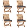 vidaXL Folding Chairs with Cushions 4 pcs Solid Teak Wood