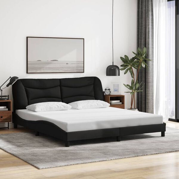 vidaXL Bed Frame without Mattress "Hvar" Black 180x200 cm King Fabric