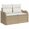 vidaXL Garden Sofa with Cushion Beige 121 x 62 x 69cm Poly Rattan