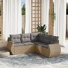 vidaXL 5 Piece Garden Sofa Set with Cushions Beige Poly Rattan